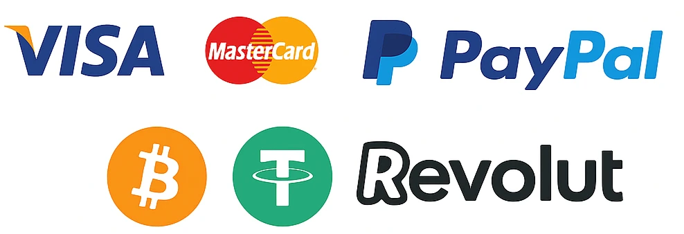 Μέθοδοι πληρωμής: Visa, Mastercard, PayPal, Bitcoin, USDT, Revolut